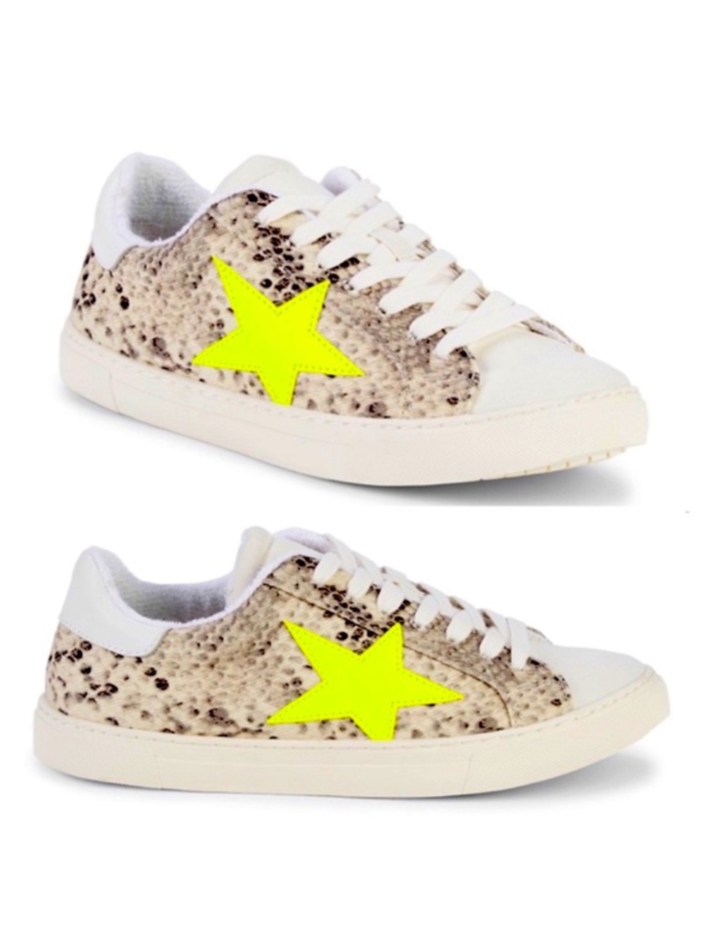 Steven by Steve Madden Reeves Sneakers 8.5 Snakeskin Neon Star Low Top